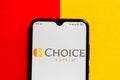 October 23, 2020, Brazil. In this photo illustration the Choice Hotels International logo seen displayed on a smartphone Royalty Free Stock Photo