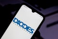 October 30, 2020, Brazil. In this photo illustration the Diodes Incorporated logo seen displayed on a smartphone