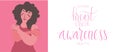 October Breast Cancer Awareness Month campaign web banner. Woman Handwritten lettering vector