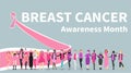 October Breast cancer Awareness month with pink ribbon poster