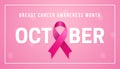 October breast cancer awareness month poster background concept design with pink bow ribbon vector illustration graphic template Royalty Free Stock Photo