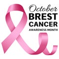 October breast cancer logo, realistic style Royalty Free Stock Photo