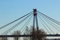 October Bridge on the background of the blue bridge Royalty Free Stock Photo