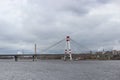 October bridge in the city of Cherepovets, Vologda Oblast, against the backdrop of a cloudy autumn sky Royalty Free Stock Photo