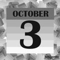 October 3, calendar day. Vector illustration.