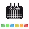 October Calendar Icon - Colorful Vector symbol