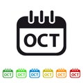 October Calendar Icon - Colorful Vector symbol