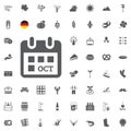 Octoberfest icon set. German food and beer symbols isolated on white background. Vector illustration.Oktoberfest beer festival fla