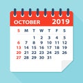 October 2019 Calendar Leaf - Vector Illustration