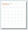 October 2022 calendar month planner with To Do List, week starts on Sunday