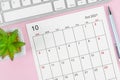 October 2021 calendar sheet with keyboard computer Royalty Free Stock Photo