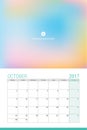 October 2017 calendar Royalty Free Stock Photo