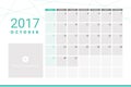 October 2017 calendar Royalty Free Stock Photo