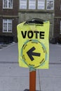 12 October 2019 - Calgary, Alberta, Canada - Elections Canada Sign at Advance Polling station for Federal Election