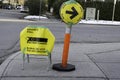 12 October 2019 - Calgary, Alberta, Canada - Elections Canada Sign at Advance Polling station for Federal Election