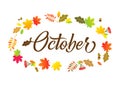 October calligraphic card Royalty Free Stock Photo