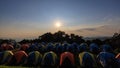 October 2022 Camping grounds Evening time the sun rays with blue cloud sky background at Doi Samer Dow National Park sri nan, view Royalty Free Stock Photo