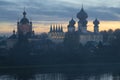 October evening at the old Tikhvin Assumption Monastery. Leningrad Oblast. Russia Royalty Free Stock Photo