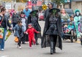 kids in Halloween costumes are out en-mass during a Trick or treat event