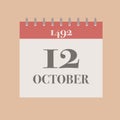 October 12 1492 date calendar illustration Royalty Free Stock Photo