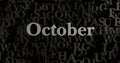 October - 3D rendered metallic typeset headline illustration