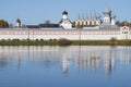 October day at the walls of the old Tikhvin Assumption Monastery. Leningrad region, Russia Royalty Free Stock Photo