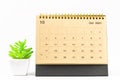 October 2021 Desk calendar with plant pot Royalty Free Stock Photo