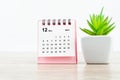 October 2021 Desk calendar with plant pot Royalty Free Stock Photo