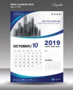 OCTOBER Desk Calendar 2019 Template flyer vector