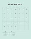 October 2018 desk calendar vector illustration