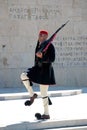 2017 October 17 - Evzones presidential guards at the Greek Parliament Building in front of Syntagma Square in Athens, Greece Royalty Free Stock Photo