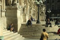 October 13, 2017, France, Paris, people sitting on the stairs Royalty Free Stock Photo