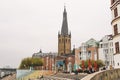 25 October 2018 Germany, Dusseldorf. North Rhine. City center, the embankment of the river. Saray Town Hall and the