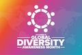 October is Global Diversity Awareness Month. Holiday concept. Template for background, banner, card, poster with text Royalty Free Stock Photo