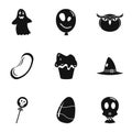 October halloween icon set, simple style Royalty Free Stock Photo