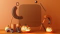 October Halloween Pumpkins head growing with geometric shape