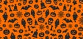 31 October happy Halloween pattern background design with pumpkins.