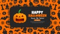 31 October happy Halloween pattern background design with pumpkins.