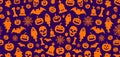 31 October happy Halloween pattern background design with pumpkins.