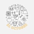 31 October Holiday round outline vector illustration Royalty Free Stock Photo