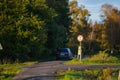 October 21, 2020 Hude Germany: A car drives into a zone in the country where no cars or motorcycles are permitted