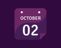 2 October, October 2 icon Single Day Calendar Vector illustration