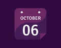 6 October, October 6 icon Single Day Calendar Vector illustration