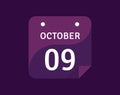 9 October, October 9 icon Single Day Calendar Vector illustration