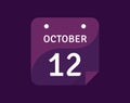 12 October, October 12 icon Single Day Calendar Vector illustration