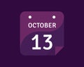 13 October, October 13 icon Single Day Calendar Vector illustration