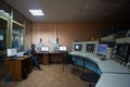 October 14, 2014. Kiev Ukraine. A middle-aged Caucasian man at work dispatcher plant control center, carefully analyzes the data