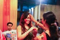 october, 2018, Kolkata, India. Bengali wives playing with sindur on the occasion of maha vijaya dashami, a common hindu ritual