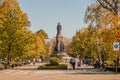 16 October 2019, Krasnodar, Russia. Ekaterininskiy public garden in the autumn. Catherine the II Monument