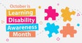 October is Learning Disability Awareness Month. Vector banner